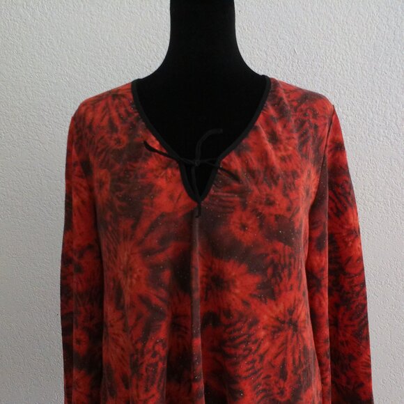 Orange & Black Floral V-neck Long Sleeve Blouse - Picture 6 of 10